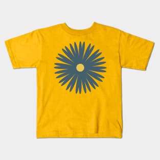 Flower 1, Minimalist Abstract Floral in Navy Blue and Mustard Yellow Kids T-Shirt